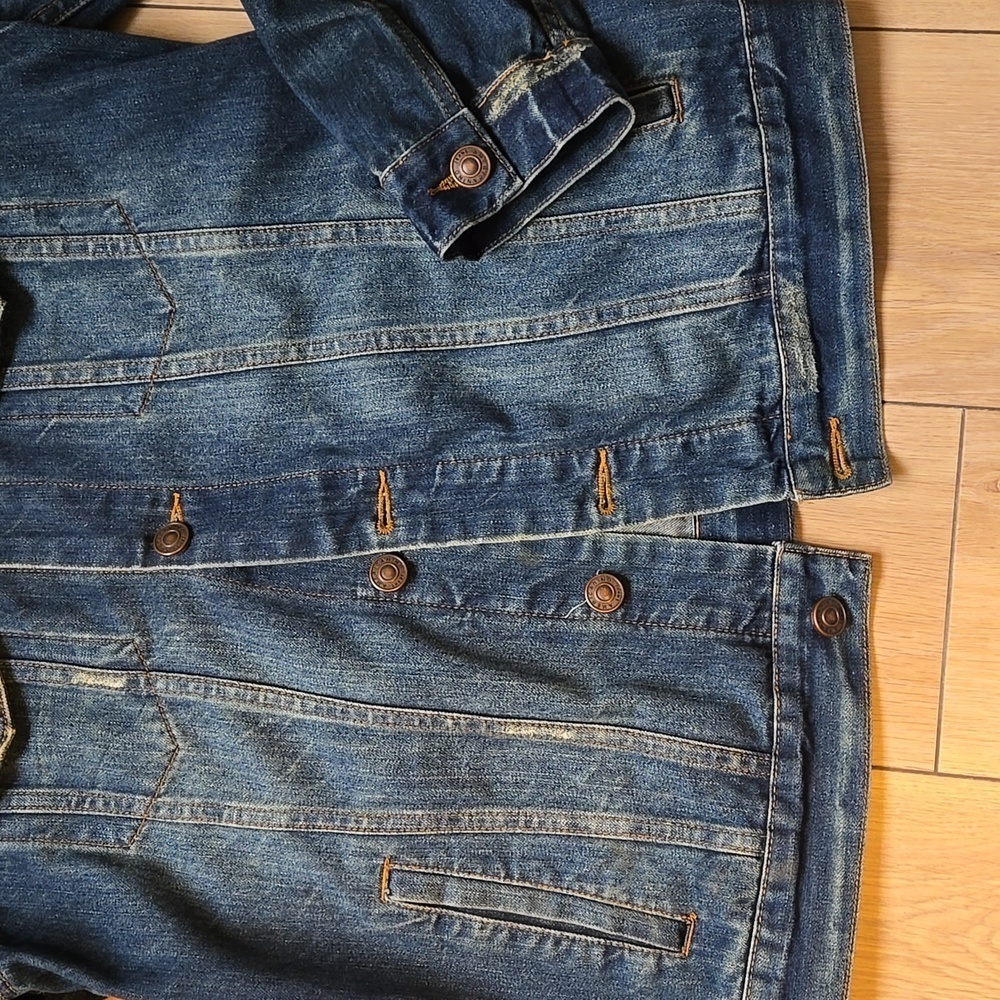 AMERICANINO Distressed Indigo Denim Jacket size L - Picture 4 of 8